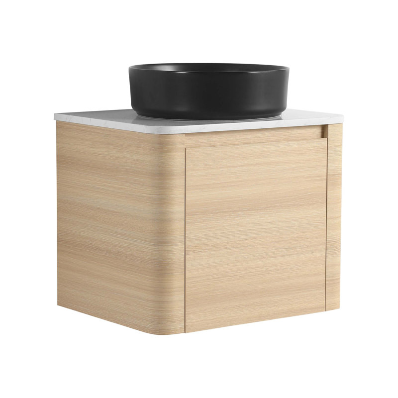 Meuble-lavabo mural de 24 po avec lavabo d'art en céramique, porte à fermeture en douceur et contreplaqué durable pour les salles de bain modernes
