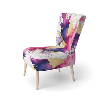 Purple and Pink Strokes VII - Upholstered Modern Pattern Side Chair, Purple Accent Chair