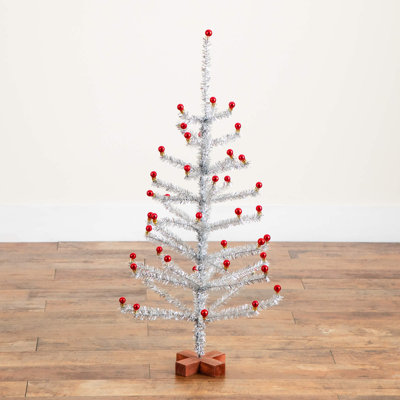Pre-Lit Artificial Pop Up Christmas Tree With Red & Gold Ornaments, Ribbons And 100 Warm White LED Lights
