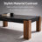 Viorela 45" Rectangular Coffee Table with Black Granite Veneer Top and Solid Brown Wood Legs-1858394504-1858394505