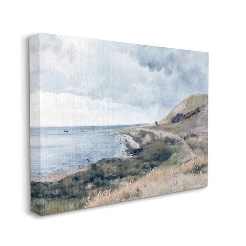 Art mural sur toile Seaside Cliff Ocean Scenery par lettré et doublé, H 16 po x l 20 po x P 1,5 po