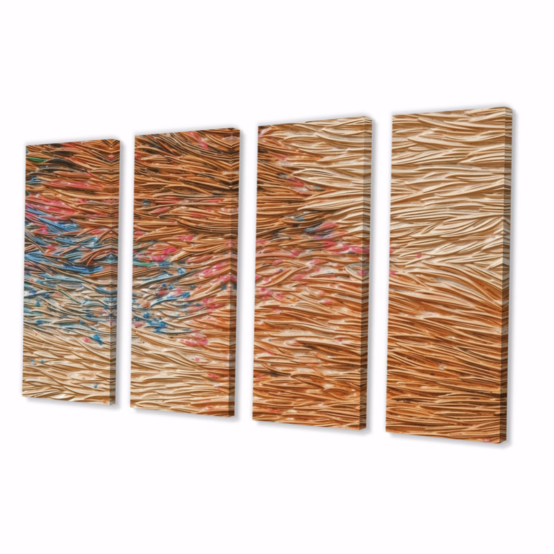 «Terracotta Bliss Texture Abstract», reproduction de toile tendue 4 pièces