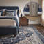 Tapis lavable doux antidérapant à motif floral rétro pour le salon, la chambre à coucher bleu marine-2010383193-2007750331