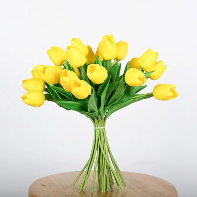 Arrangement floral de tulipes artificielles avec de longues tiges, fausses fleurs pour les centres de table de salle à manger