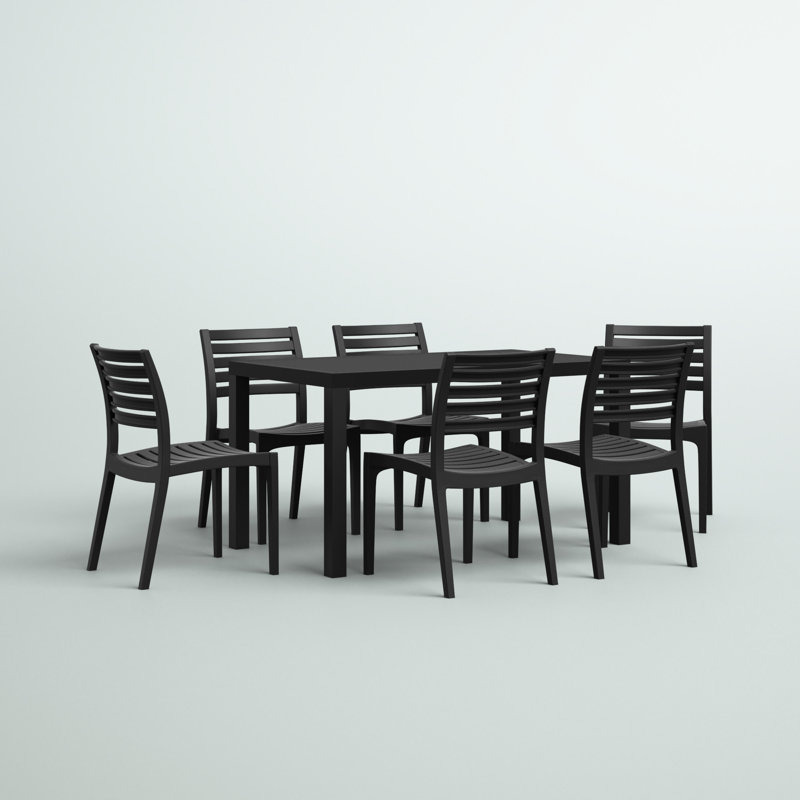 Ensemble repas rectangulaire pour de 55 po de longueur pour six personnes Brette, Noir