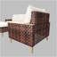 Ensemble de meubles de terrasse en rotin évidé à pieds hauts, 5 pièces, 7 sièges, ensemble de canapé avec coussin, coussin épais de 4 pouces, blanc