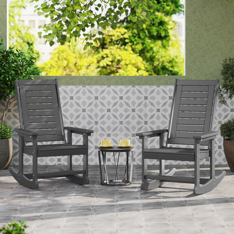 Chaise berçante d'extérieur Hdpe (ensemble de 2), Gris