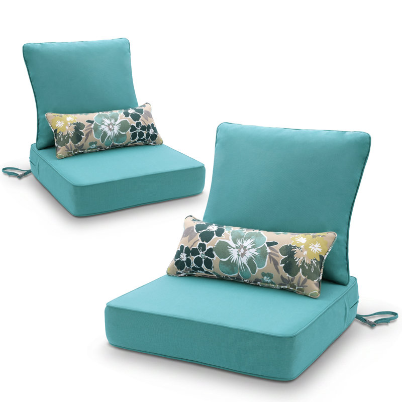 Ensemble de coussins de siège d'extérieur, L 23 po x P 25,5 po, Bleu