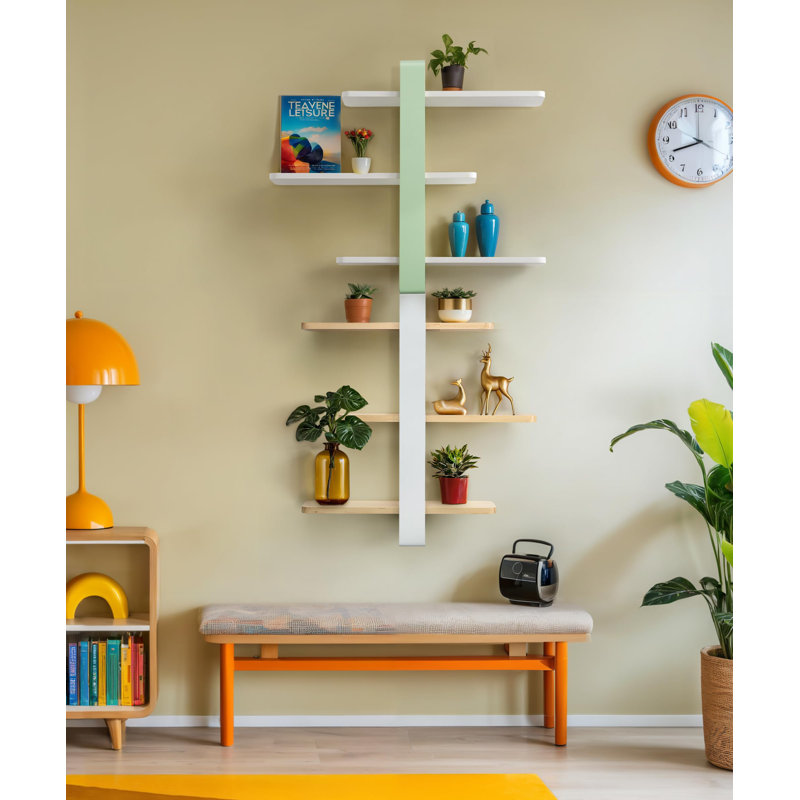 Candence Floating Shelf, Mint Green/White