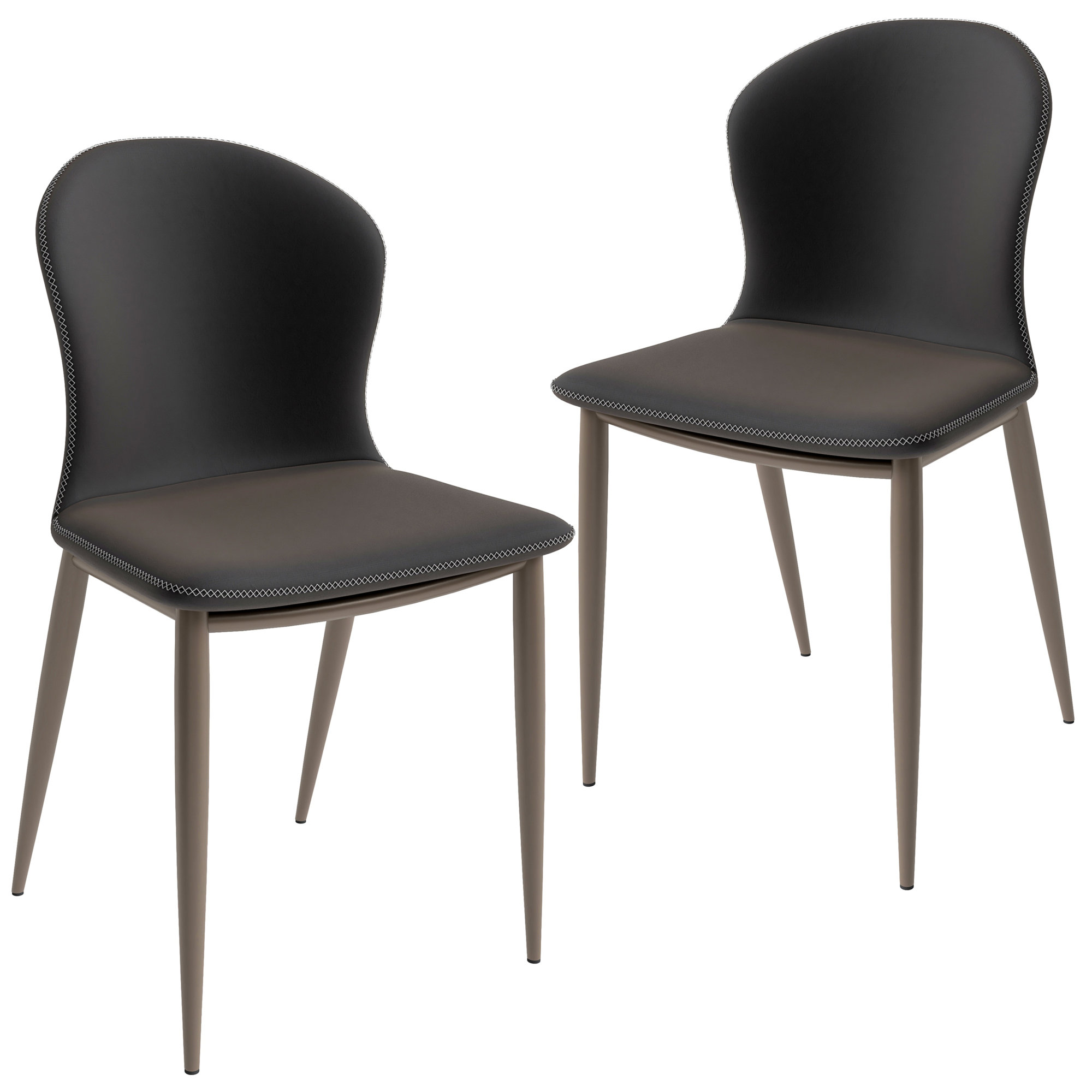 Steves Fabric Metal Side Chair Dining Chair, Black, Set of 2