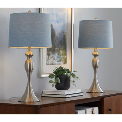 Ensemble de lampes de table en métal 27 po avec abat-jour empire en lin Kateryn