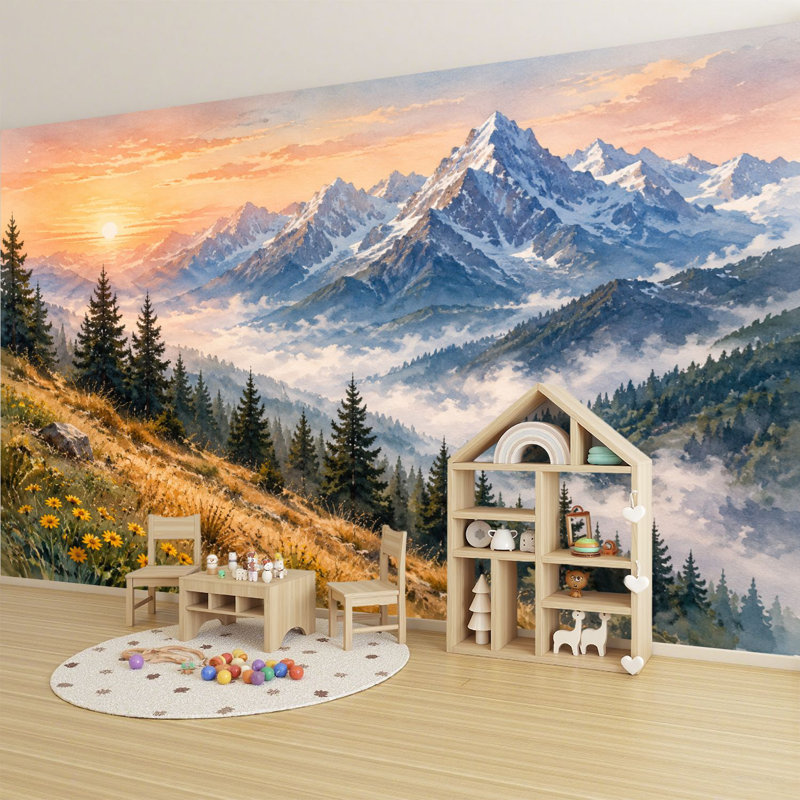 Papier peint adhésif auto-adhésif à peler et coller Misty Mountain Foggy Forest