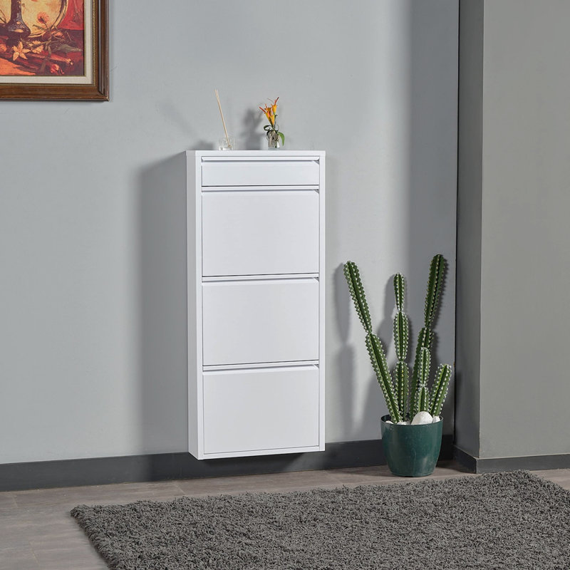 6 Pair Shoe Storage Cabinet, White