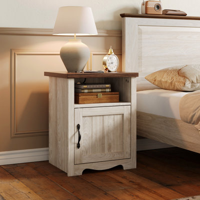 Countrystor Farmhouse Nightstand With Storage And Charging Station (1 Piece)