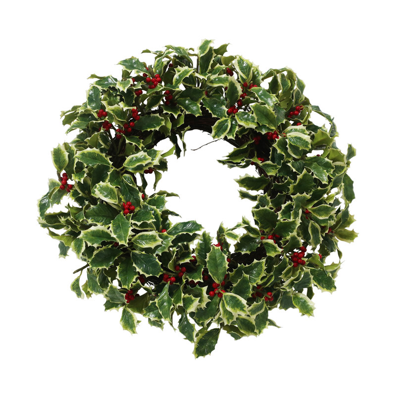 HOLLY BRANCH WREATH, Dark Green