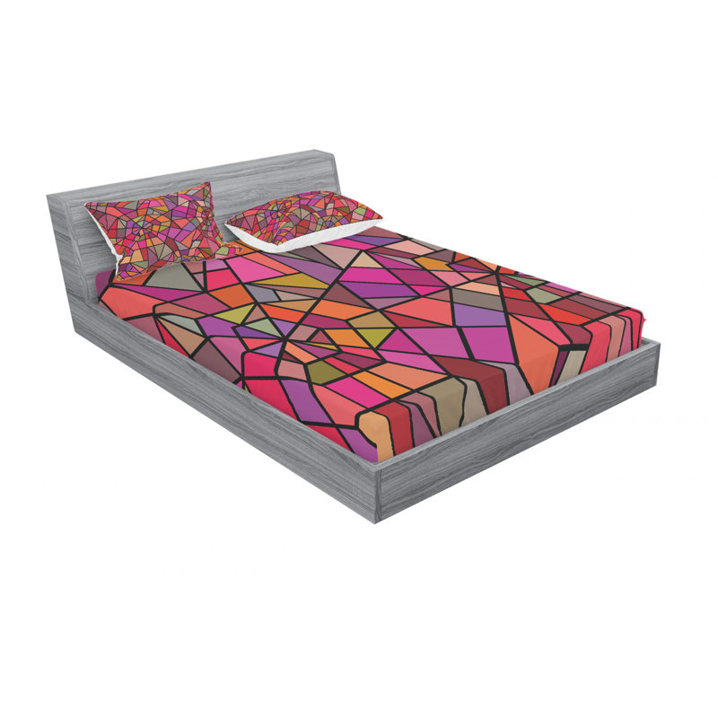 Ensemble de draps à mosaïque en verre coloré Fractal, Ensemble de drap pour grand lit avec drap-housse