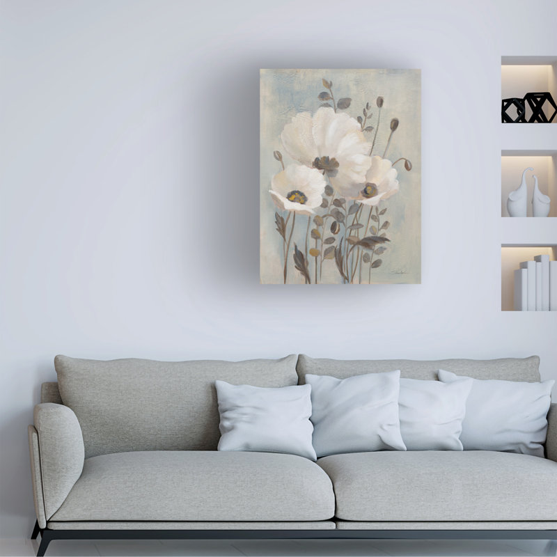 Art mural sur toile bleu, Coquelicots boliviens, Silvia Vassileva, H 19 po x l 14 po