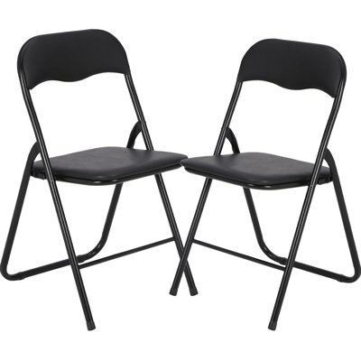 Ensemble de 2 chaises pliantes avec coussin, chaises pliantes portatives pour l'extérieur et l'intérieur avec patins antidérapants