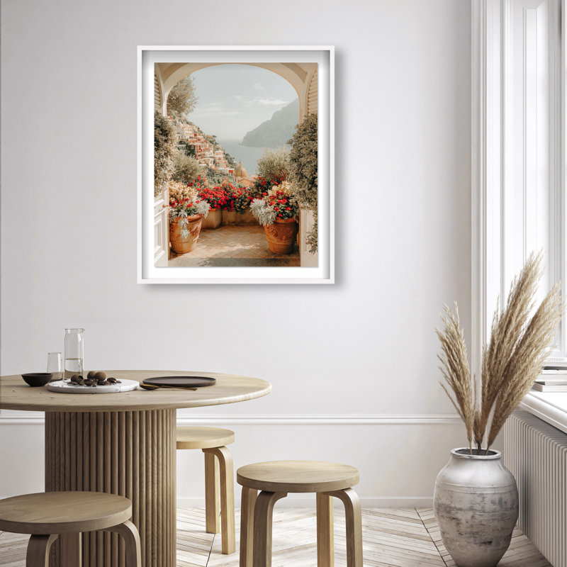 Clifftop Crimson II Shadowbox Architecture Print by Oliver Gal, Black Frame, 16 x 20, 21.5"H x 25.5"W, Black Shadowbox