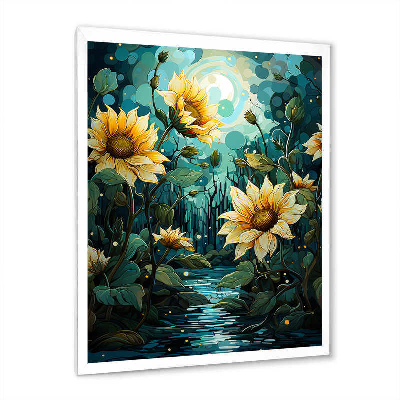 Tournesols méticuleusement sur toile, Cadre photo blanc, H 32 po x l 24 po x P 1 po