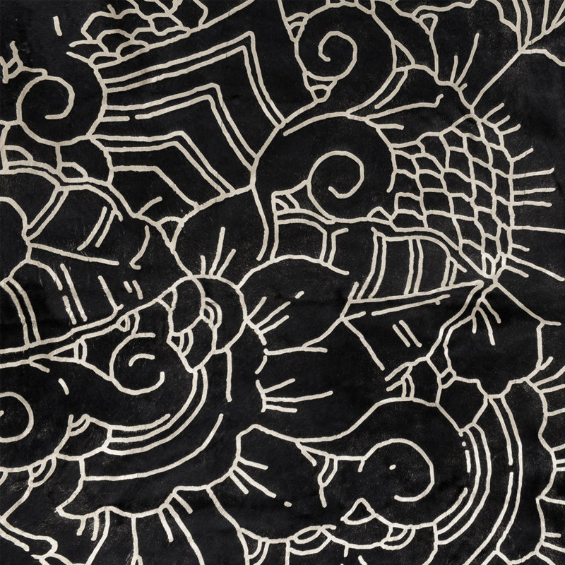 Isola Hide Oriental Handmade Hand-Knotted Novelty 6' x 7' Leather Indoor Use Only in Silver/Black, Silver, Rectangle 7' x 8'