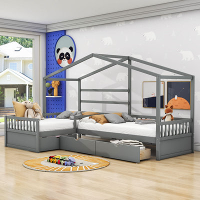 Lit plateforme simple avec tiroirs de rangement