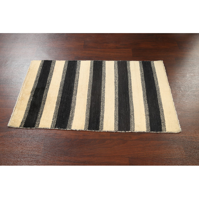 Tapis beige noué à la main de conception unique 2 pi 6 po x 4 pi 3 po