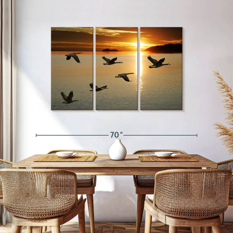 Brampt Sunset Geese Flight, 36" H x 57" W