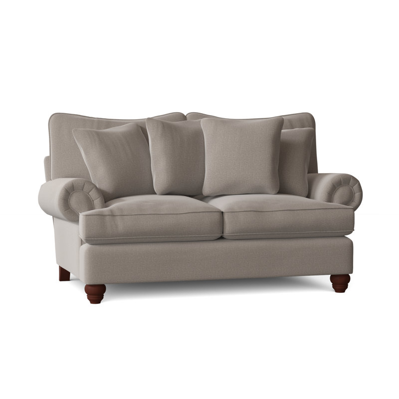 Causeuse à accoudoirs roulés avec coussins réversibles 74 po Kamali, Chenille performance gris clair Craftwood 41, Non