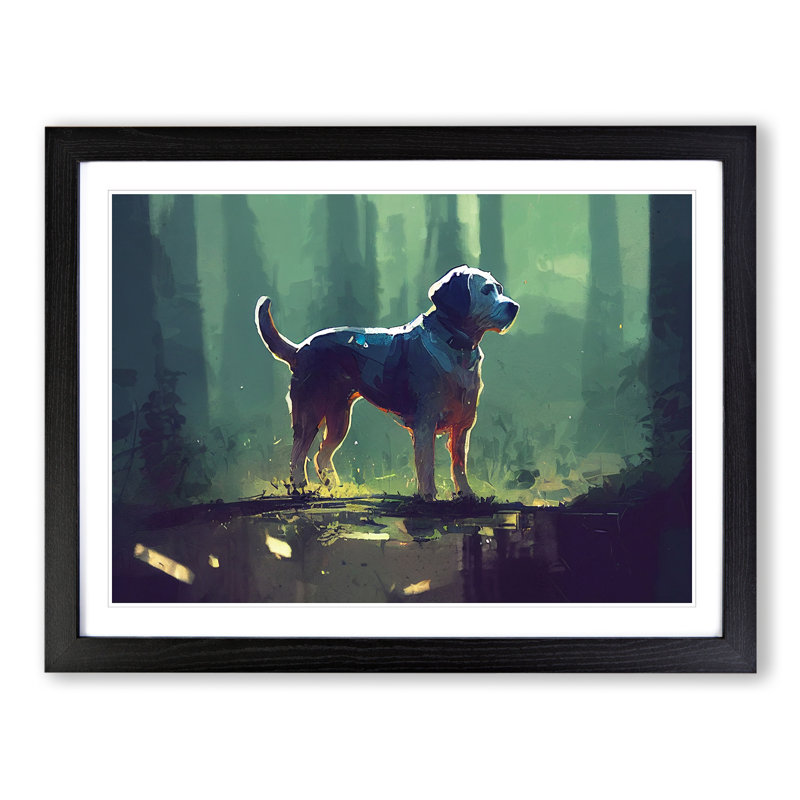 Dog Vol.2 Abstract - Single Picture Frame Painting, Black, 46cm H x 64cm W x 2cm D
