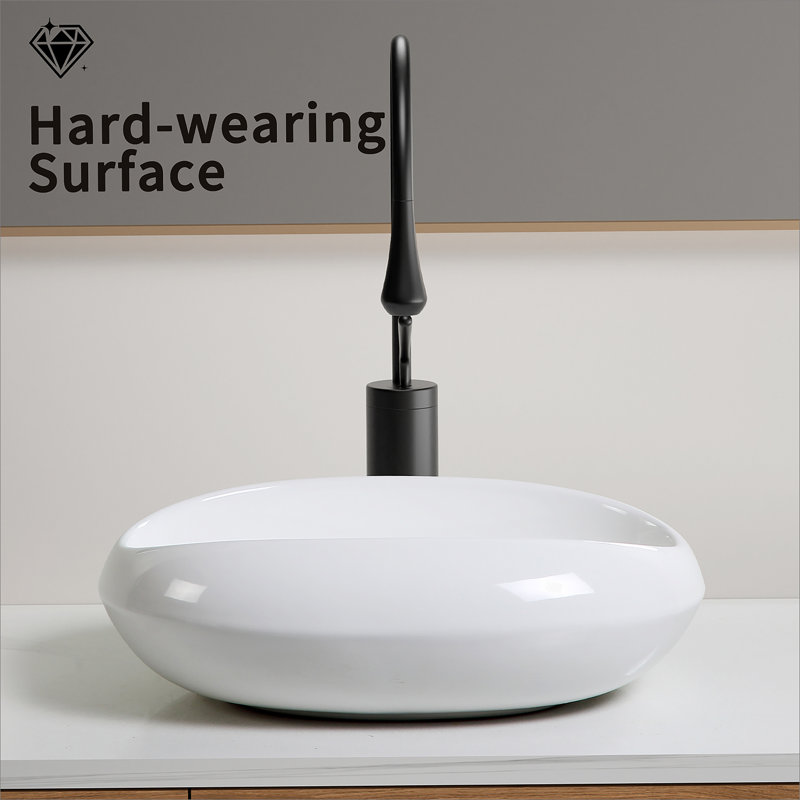 Oval Ceramic Vessel Sink For Small Countertops