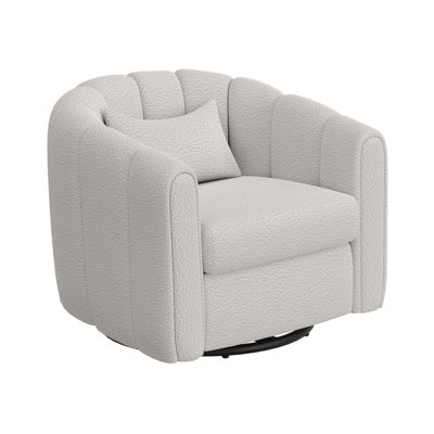 Vira Swivel Accent Armchair, Fabric, Channel Tufted Back