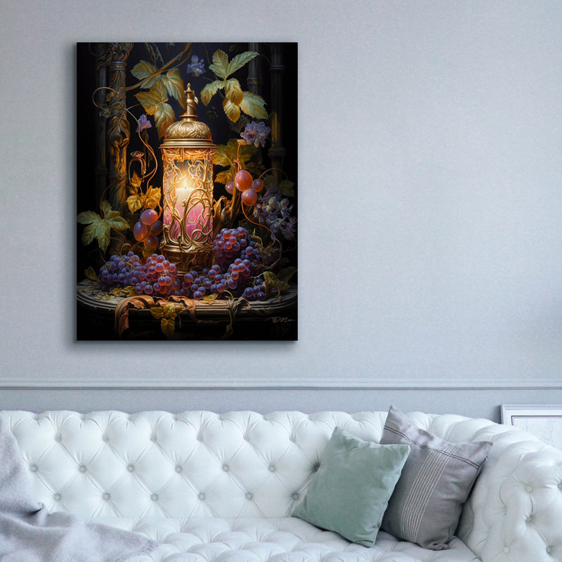 Art mural sur toile Epic Graffiti «Candle With Fruit» par Momart, H 54 po x l 40 po x P 1,5 po