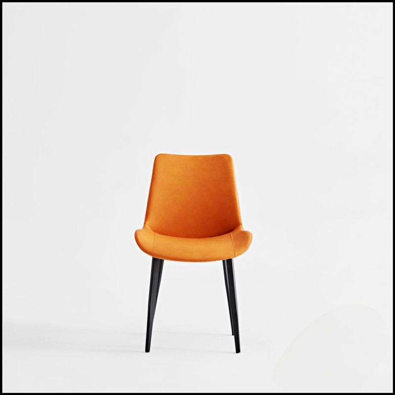 Orange PU Leather Dining Table Set Of 2 With Sturdy Iron Legs For Compact And Modern Living Spaces