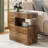 25.59" C-Shaped End Table with 2-Tier Storage, Rustic Brown Sofa Side Table