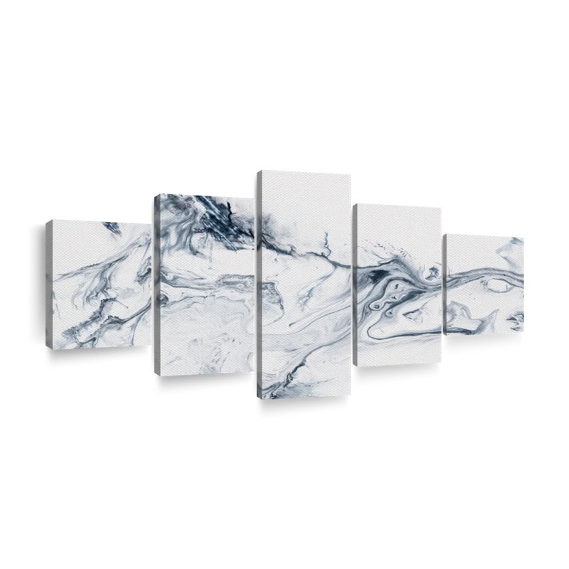 Gray And White Abstract 5 Pieces, 92" H x 42" W x 1.25" D
