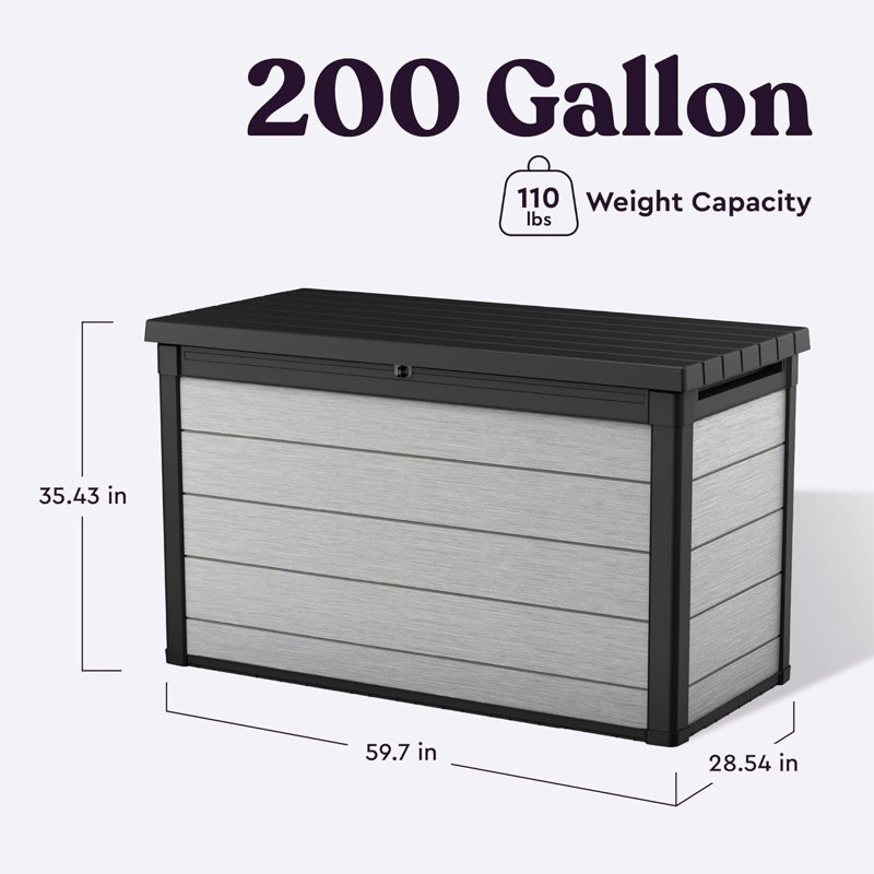 Keter Denali 200 Gallon Gray Lockable Resin Deck Box
