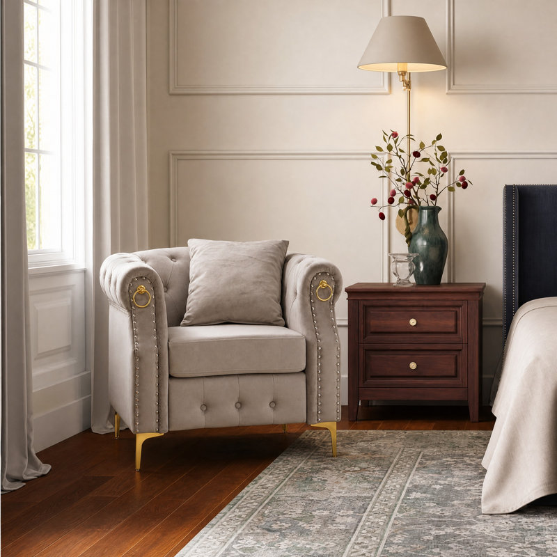 Fauteuil Chesterfield 40,9 po, Beige