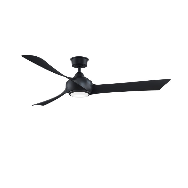 Wrap Custom 60 inch Indoor/Outdoor Ceiling Fan with LED CCT Select Light Kit - Black with Black blades, Black, Black