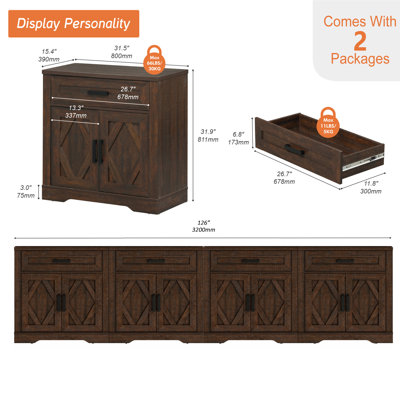 Laziza 126" W 4-in-1 TV Stand