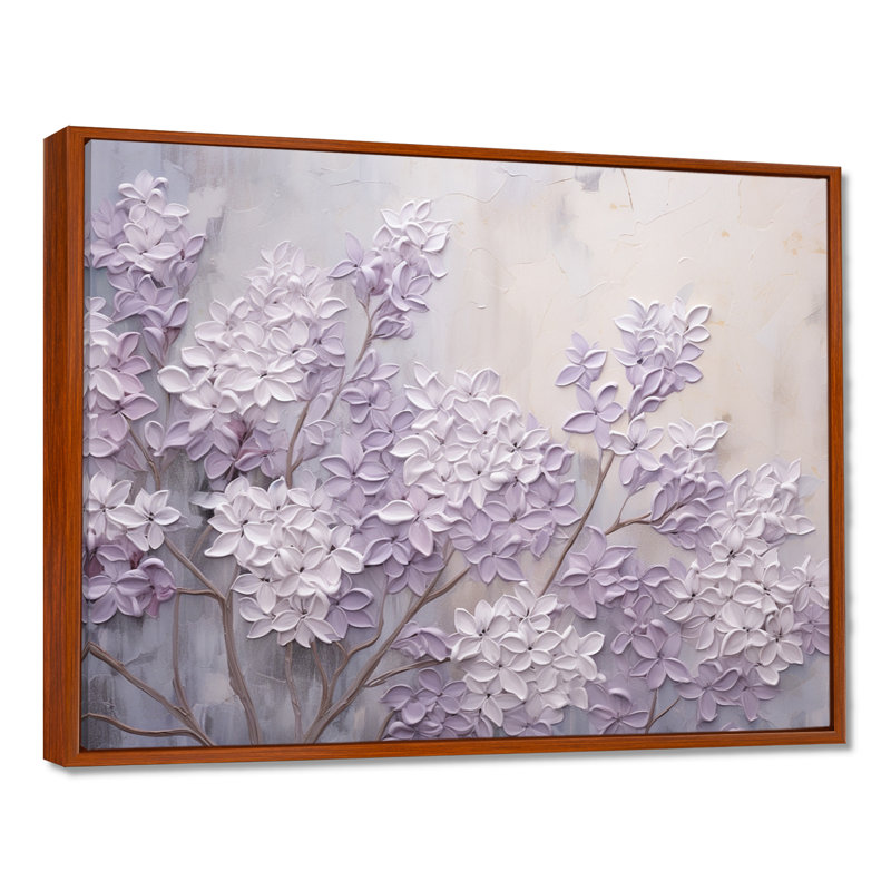 Blooming Lilac Melody I - Lilacs, art mural encadré, H 12 po x l 20 po, Reproduction avec cadre flottant, Brun