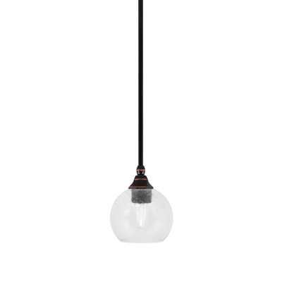 Stem Hung Mini Pendant Shown In Black Copper Finish With 5.75" Bubble Glass