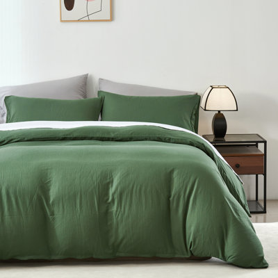 Housse de couette simple vert foncé avec fermeture à glissière Kakijumn, comprend 1 housse d'édredon 68 po x 88 po et 2 taies décoratives 20 po x 26 po