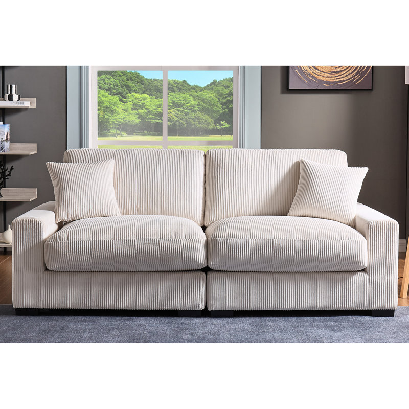Canapé modulaire en velours côtelé - 4 places avec 2 bancs et coussins, assise durable et élégante