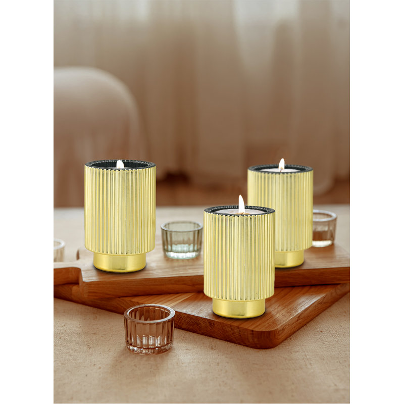 5'' H Glass Tabletop Votive Holder, Gold