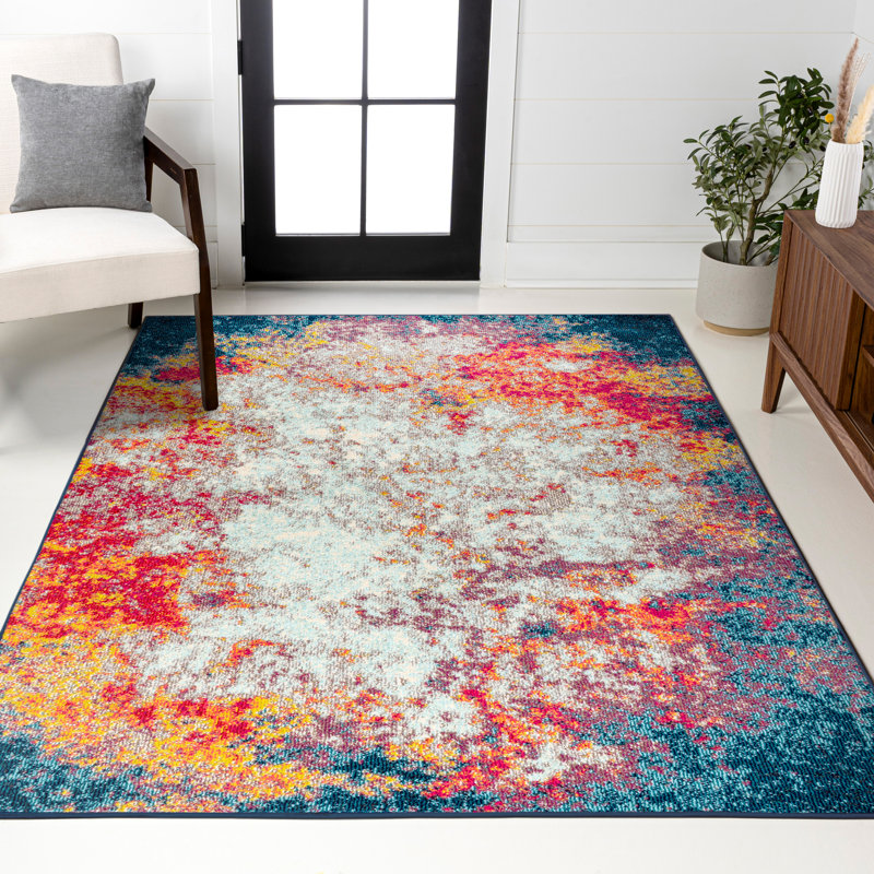 Tapis crème / bleu Lasley Contemporary, Rectangle 4pi x 6 pi