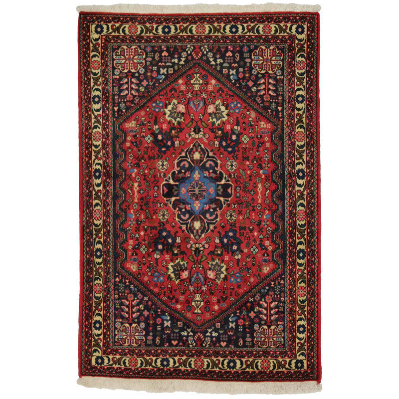 Onerva Cotton Oriental Area Rug in Red