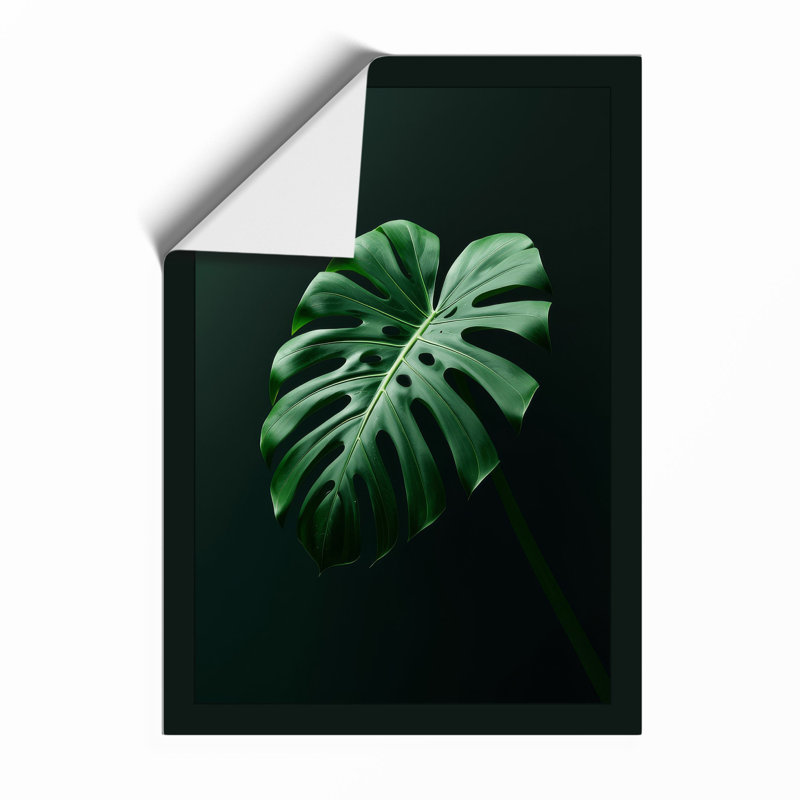 Single Monstera Leaf Botanical - Framed Print, A4 - 29.7 x 21.0 cm, Unframed