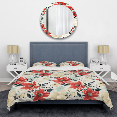 Ensemble de housse de couette abstrait rouge et noir Poinsettia Symphony Bliss