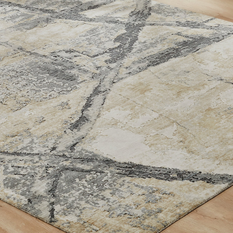 Bergamyer Wool Abstract Area Rug, Rectangle 9'9" x 12'6"